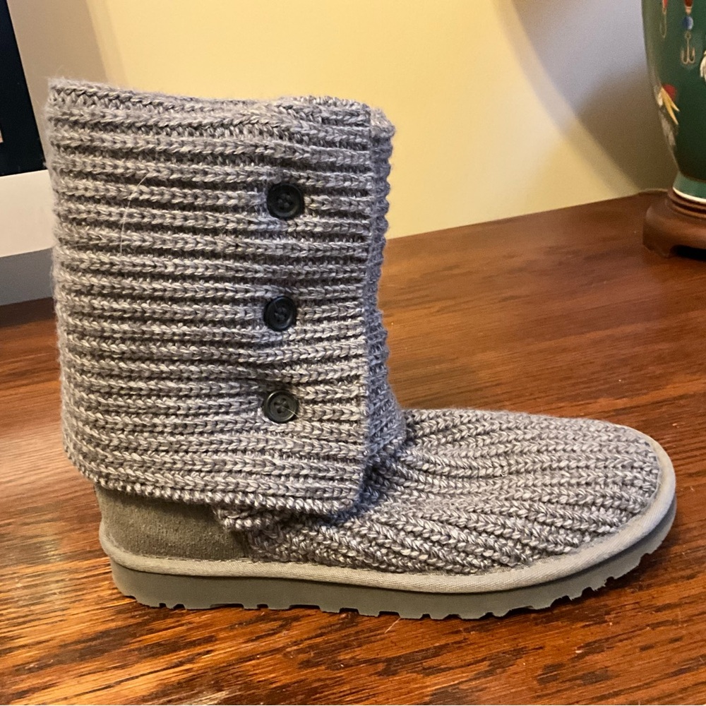 UGG Gray Knit Button Boots